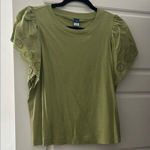 Old Navy Olive Eyelet Sleeve Tee